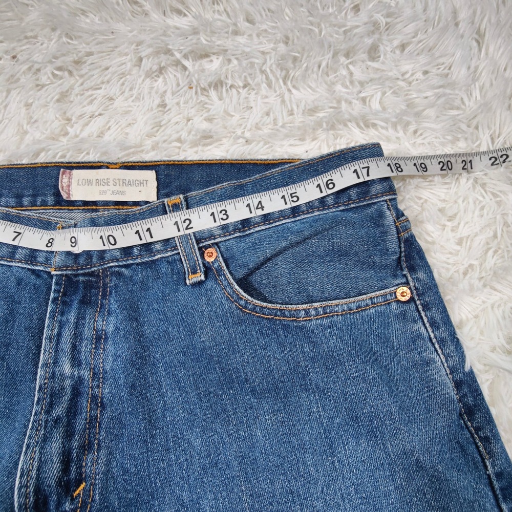 Vintage Y2K Levis 529 Low Rise Straight Leg Jeans Denim Medium Wash Faded HEMMED - Picture 8 of 11